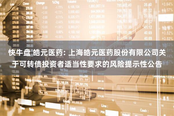 快牛盘 皓元医药: 上海皓元医药股份有限公司关于可转债投资者适当性要求的风险提示性公告