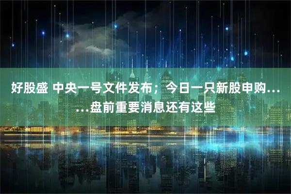 好股盛 中央一号文件发布；今日一只新股申购……盘前重要消息还有这些
